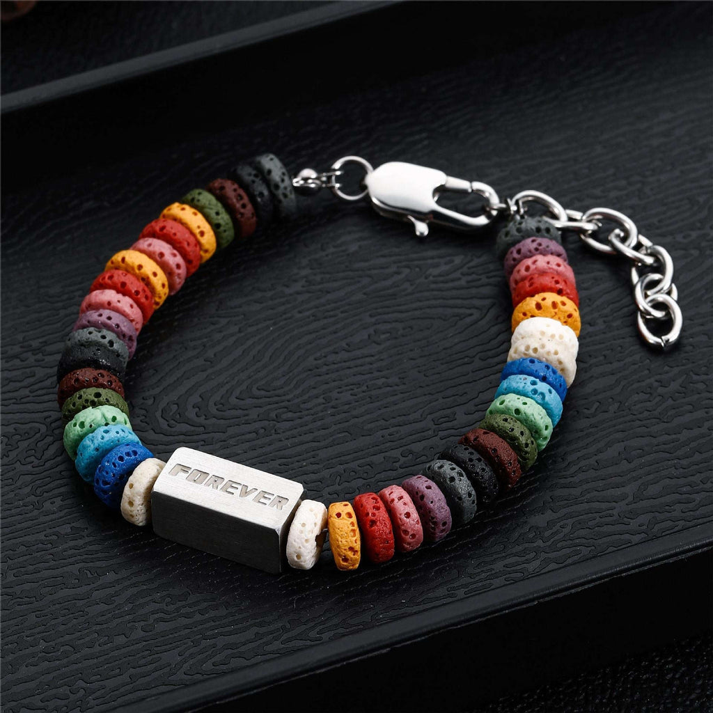 Oathcord Natural Lava Stone Bead Bracelet
