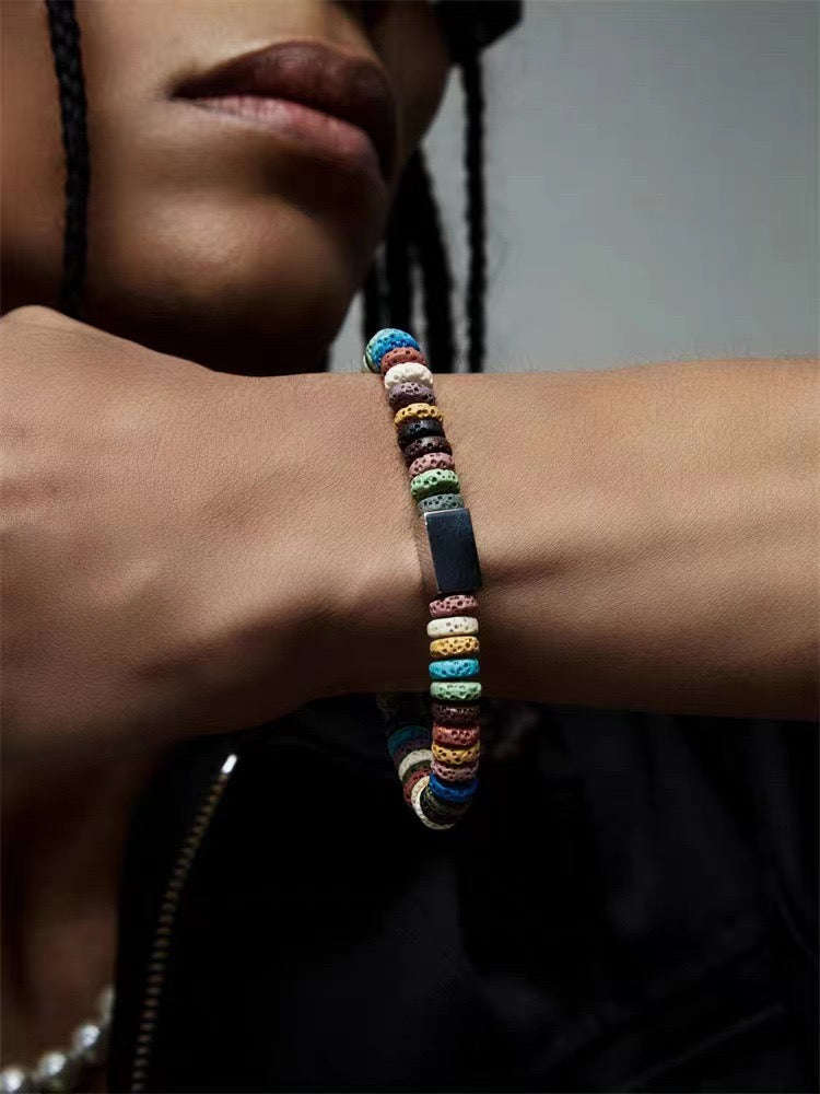Oathcord Natural Lava Stone Bead Bracelet