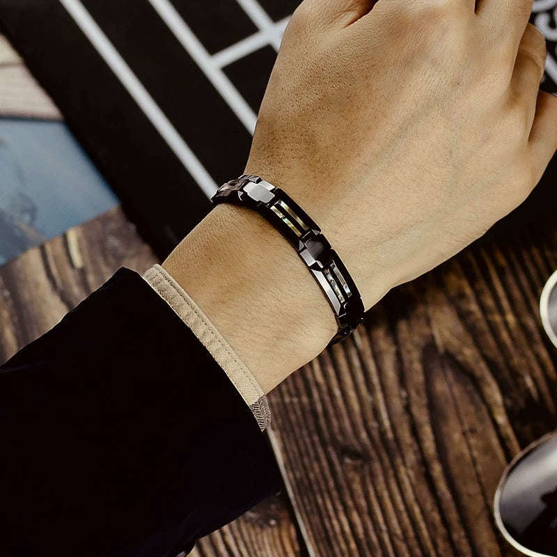 Oathcord Tungsten & Ceramic Germanium Bracelet - Black