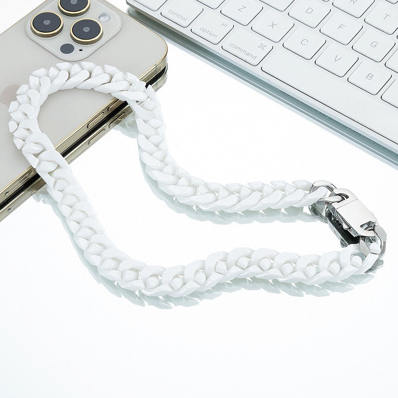 Oathcord Chunky Ceramic Cuban Link Bracelet – Multi-Color - White