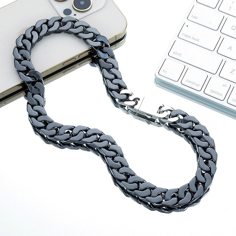 Oathcord Chunky Ceramic Cuban Link Bracelet – Multi-Color - White