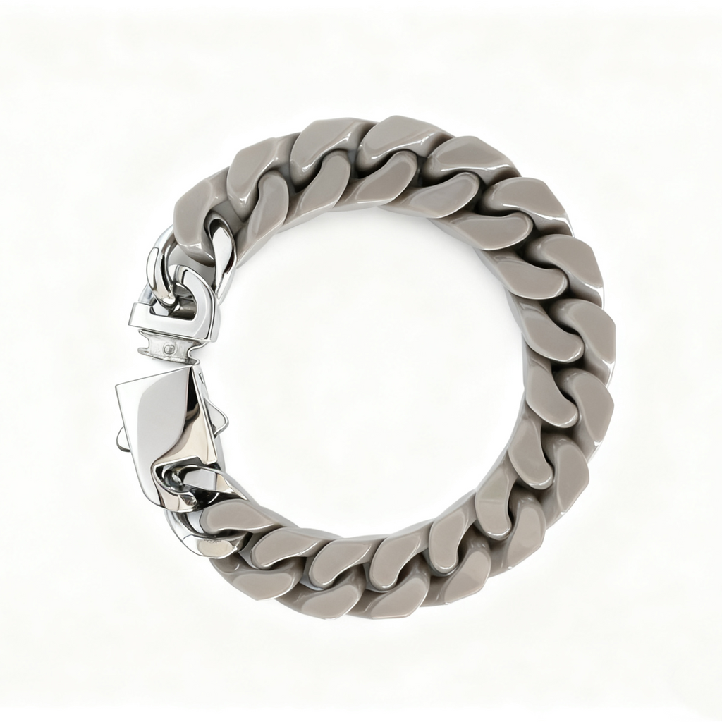 Oathcord Chunky Ceramic Cuban Link Bracelet – Multi-Color - Black