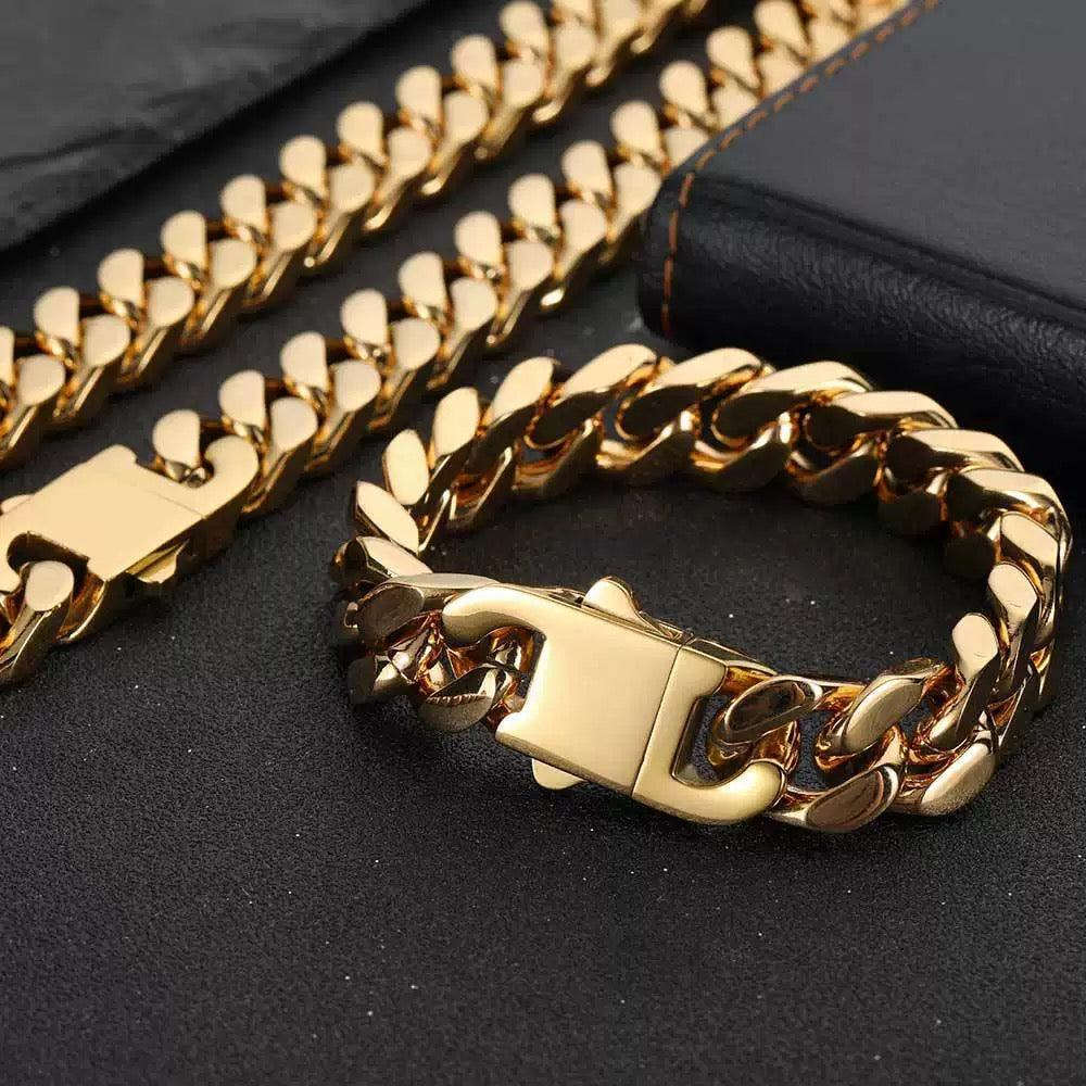 Oathcord Chunky Cuban Link Bracelet – Silver & Gold - Silver