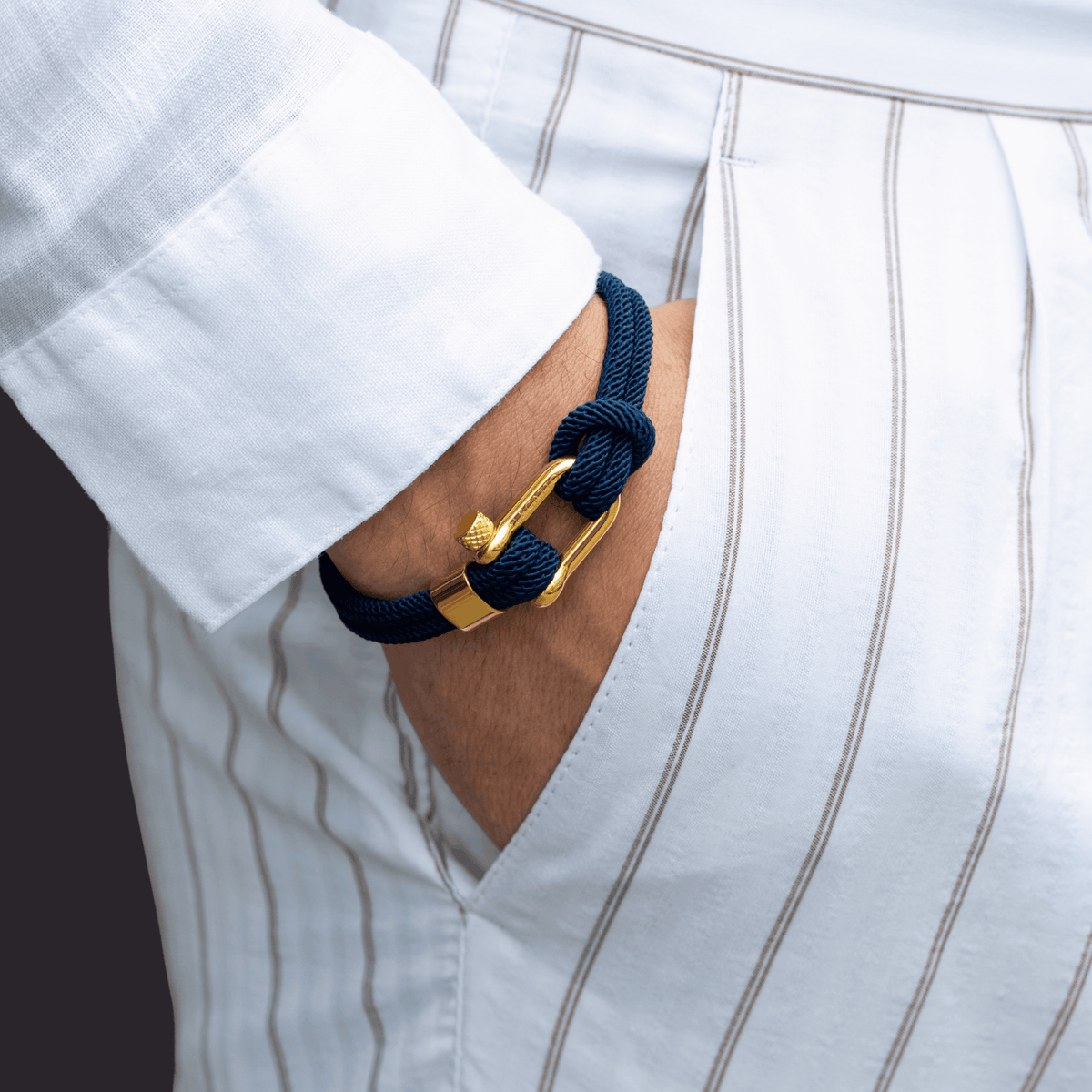 Oathcord Navy Nautical Cord Bracelet – Gold Clasp