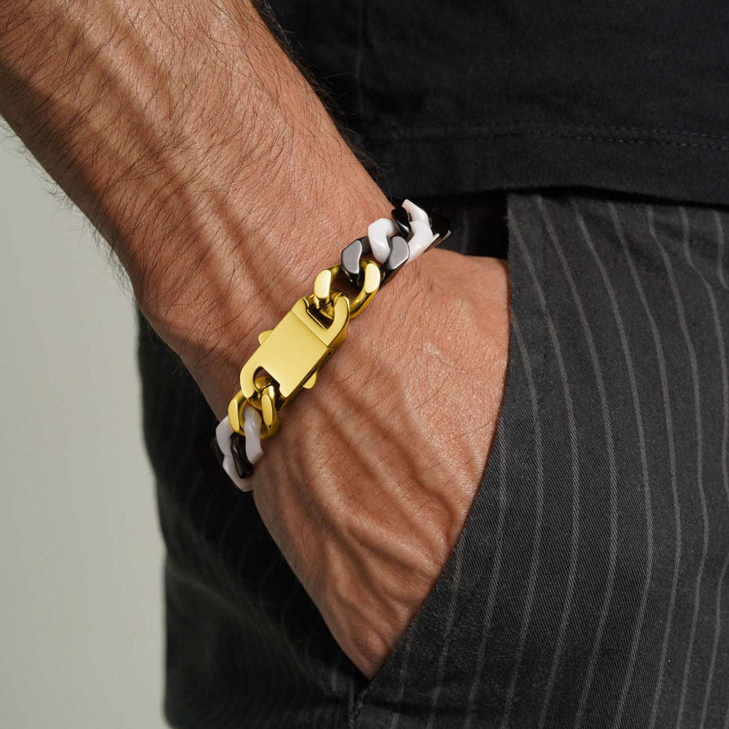 Oathcord Ceramic Cuban Link Bracelet – Multi-Color - Panda B-Silver