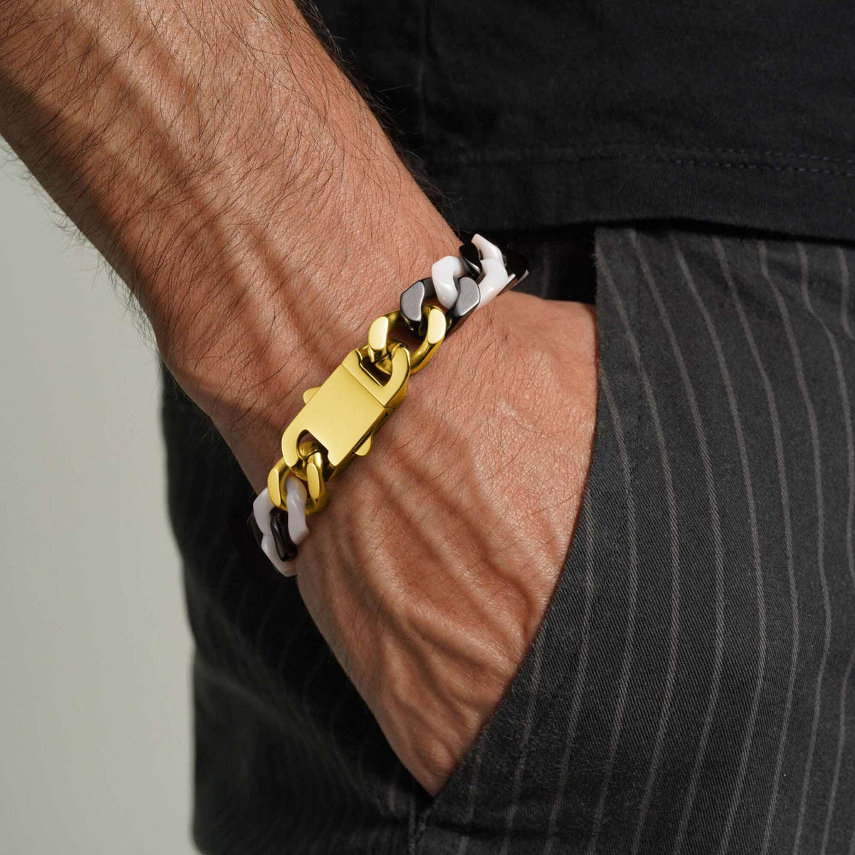 Oathcord Ceramic Cuban Link Bracelet – Multi-Color - Panda B-Silver