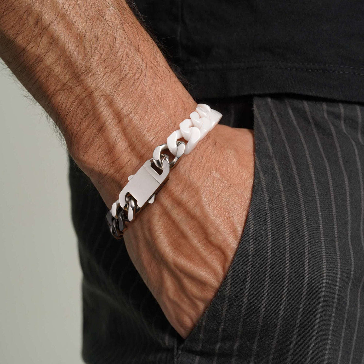 Oathcord Ceramic Cuban Link Bracelet – Multi-Color - Panda A-Silver