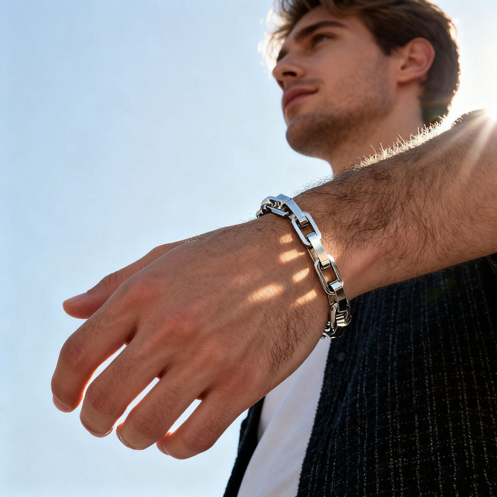 Oathcord Square-Link Titanium Steel Chain Bracelet