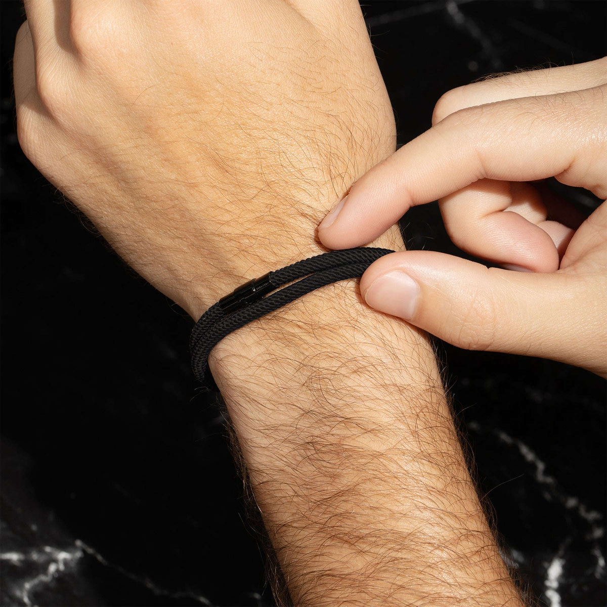 Oathcord Double-Loop Rope Bracelet – Black Clasp - Navy