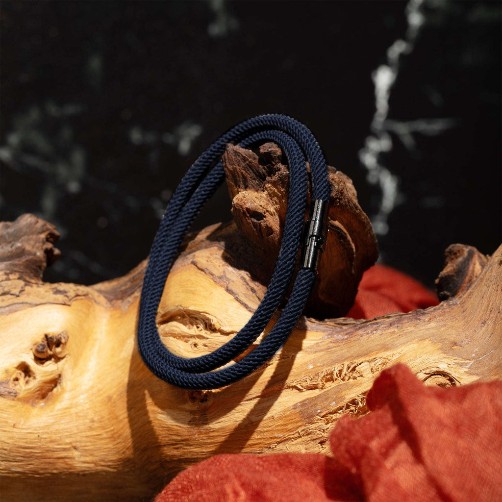 Oathcord Double-Loop Rope Bracelet – Black Clasp - Navy