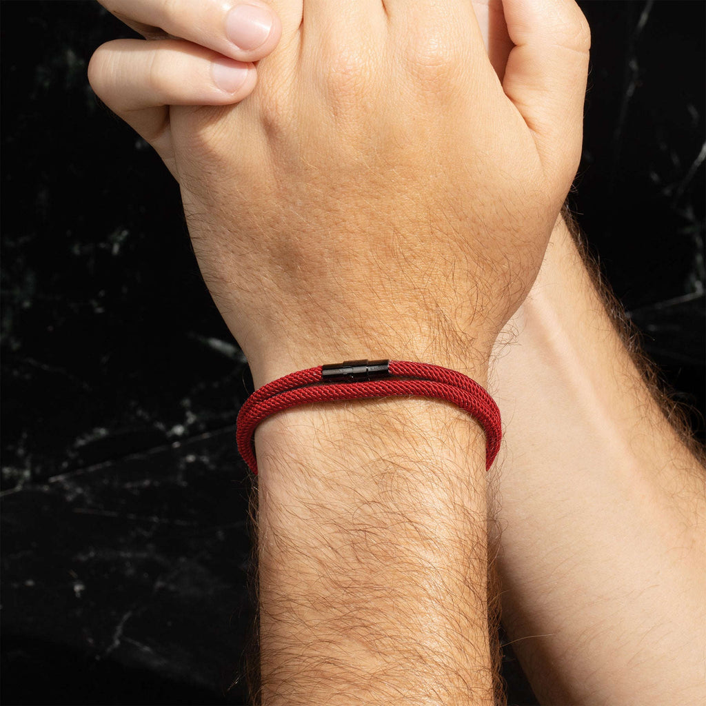 Oathcord Double-Loop Rope Bracelet – Black Clasp - Red