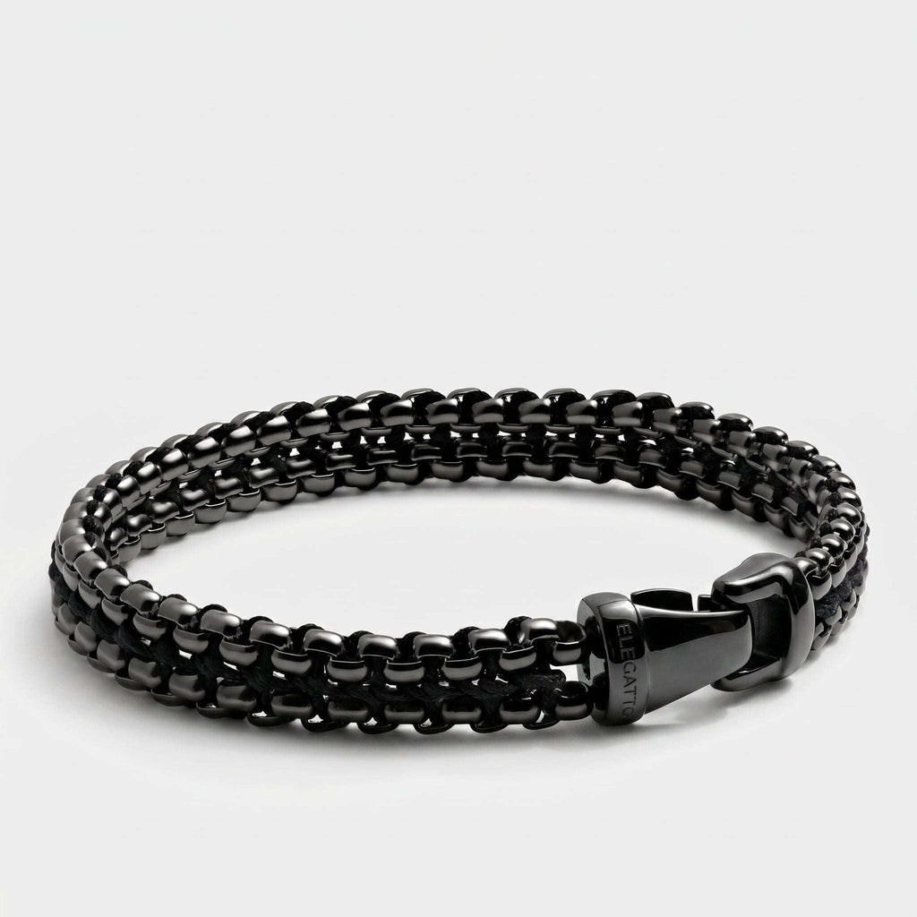 Oathcord Black Woven Steel Link Bracelet