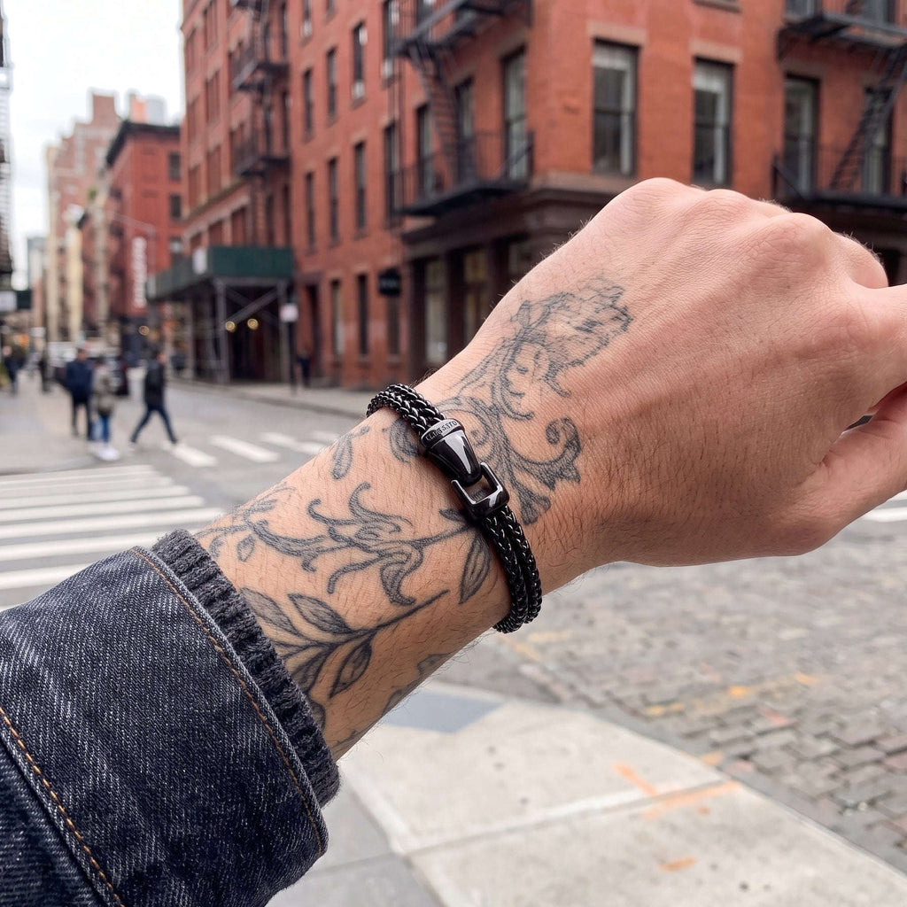 Oathcord Black Woven Steel Link Bracelet
