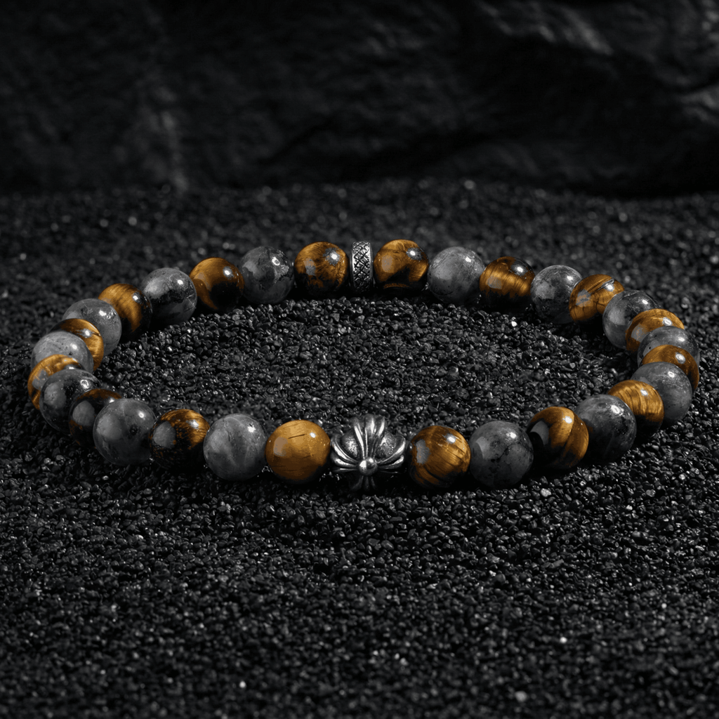 Oathcord Tiger’s Eye & Gray Stone Bead Bracelet