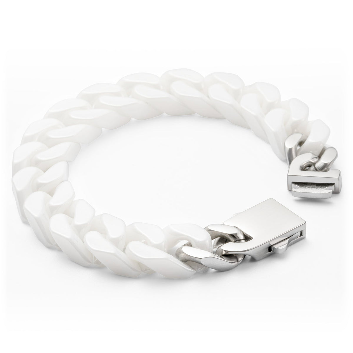 Oathcord Chunky Ceramic Cuban Link Bracelet – Multi-Color - White