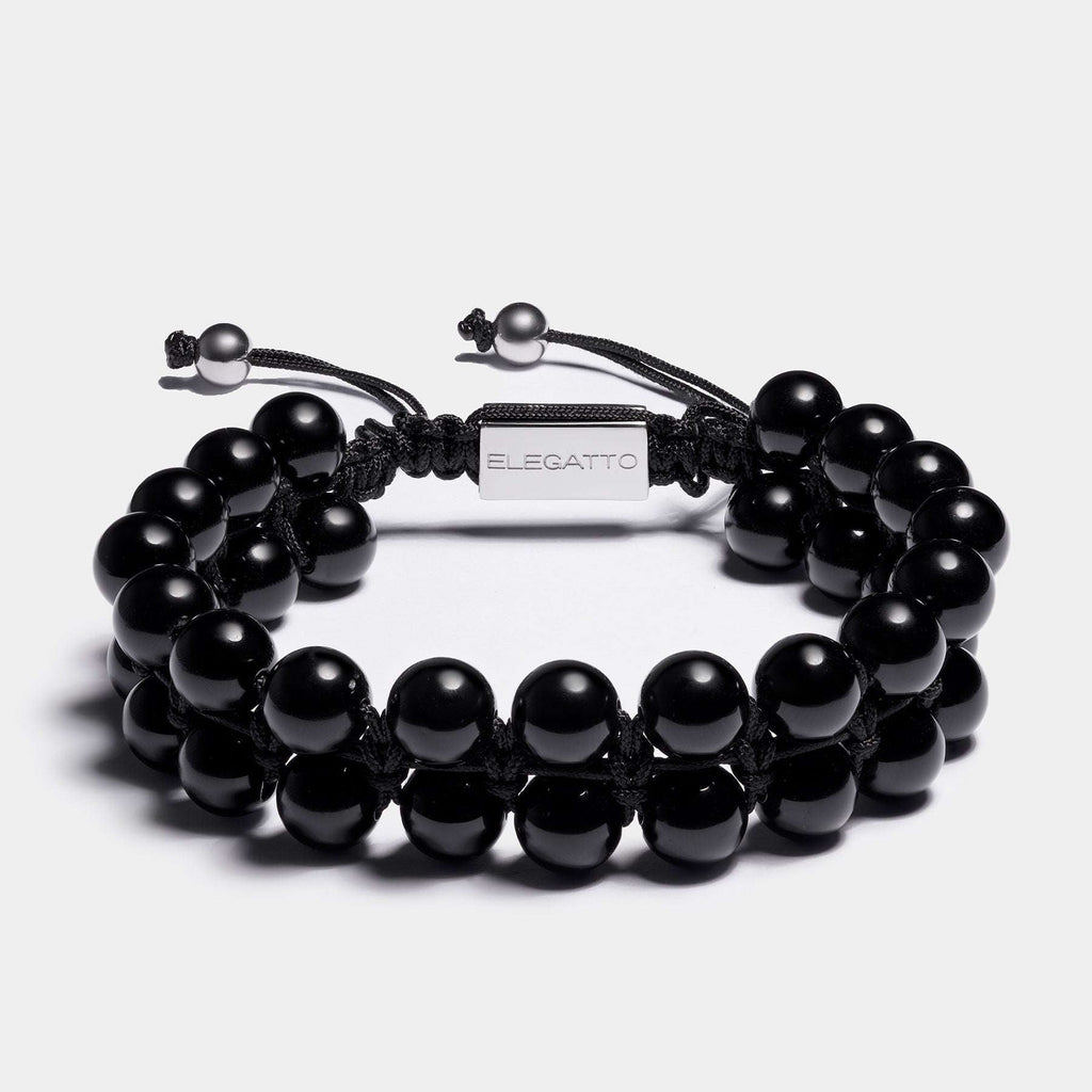 Oathcord Black Agate Double-Row Bead Bracelet