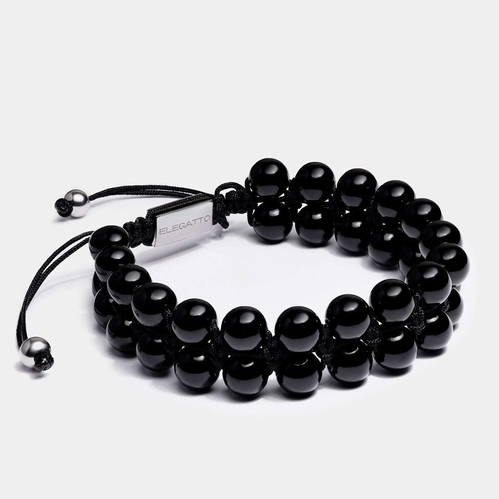 Oathcord Black Agate Double-Row Bead Bracelet