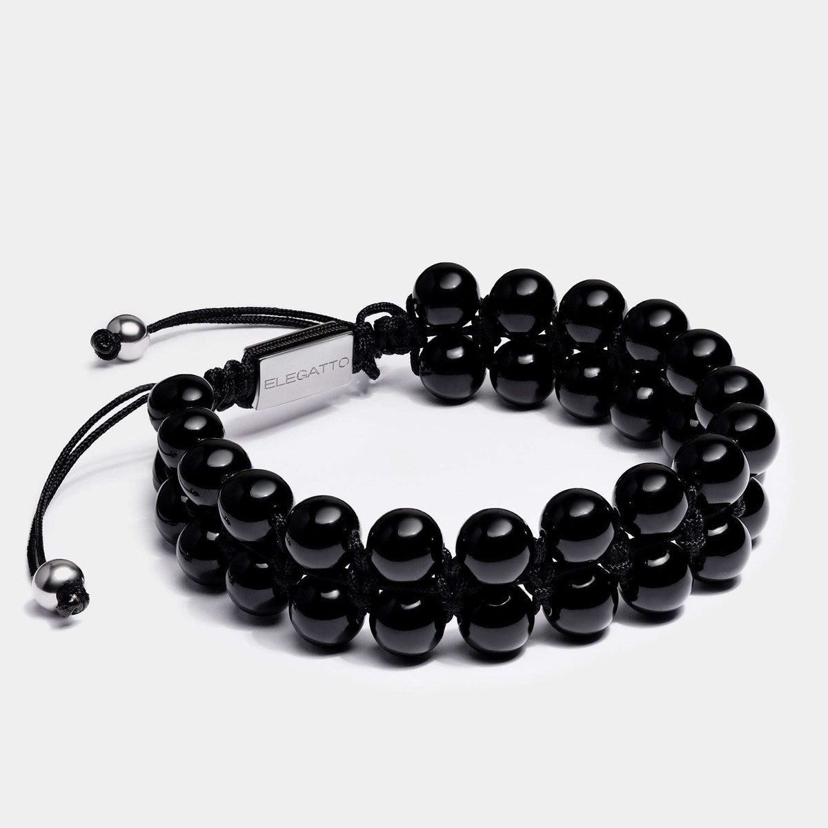 Oathcord Black Agate Double-Row Bead Bracelet