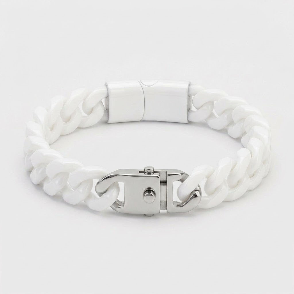 Oathcord White Ceramic Cuban Link Bracelet