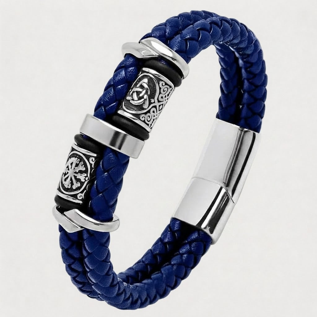 Oathcord Viking Double-Braided Leather Bracelet - Black