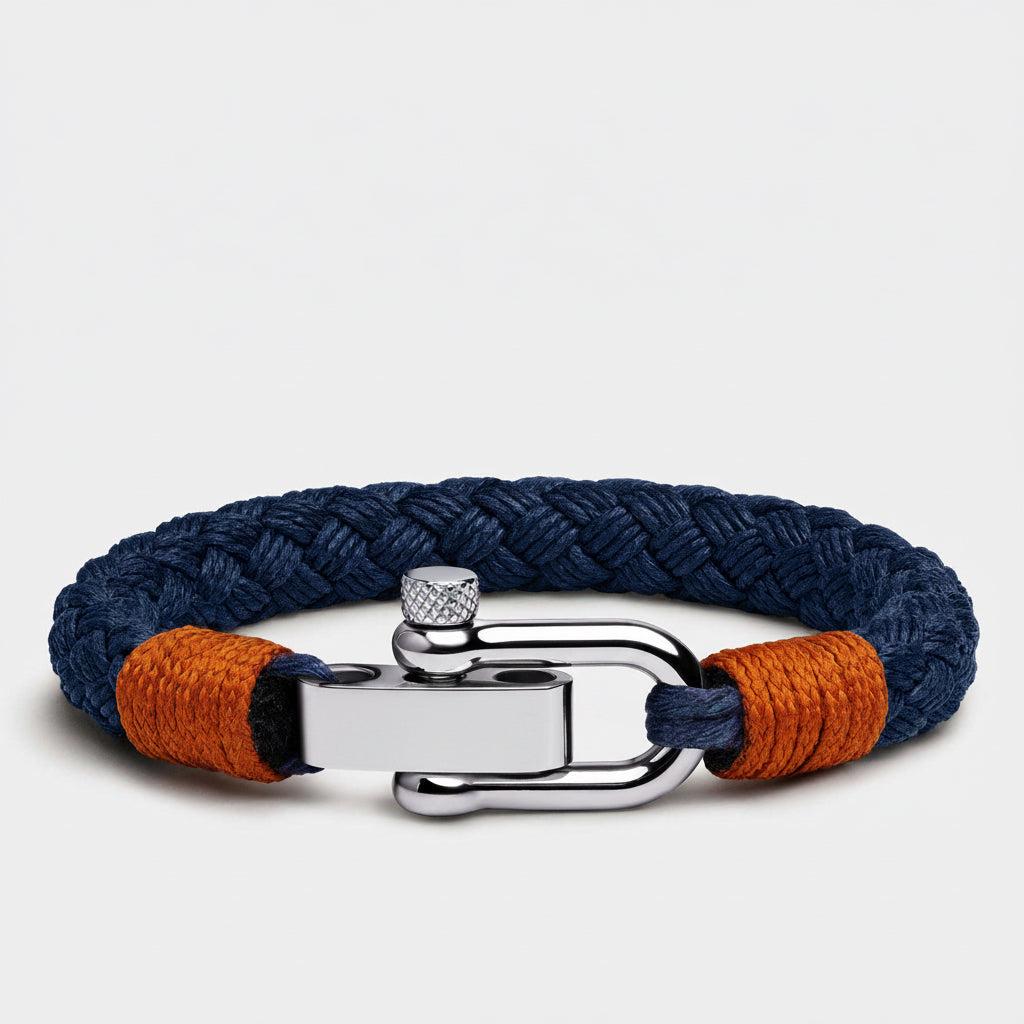 Oathcord Aegean Blue Cotton Rope Shackle Bracelet