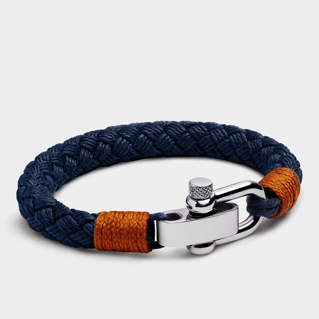 Oathcord Aegean Blue Cotton Rope Shackle Bracelet