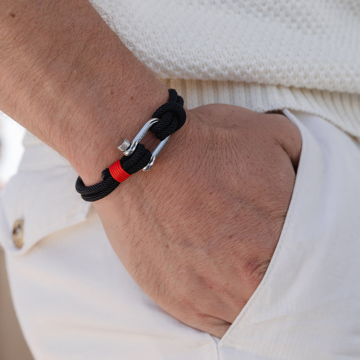 Oathcord Black Nautical Cord Shackle Bracelet