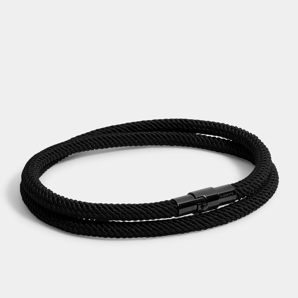 Oathcord Double-Loop Rope Bracelet – Black Clasp - Gray