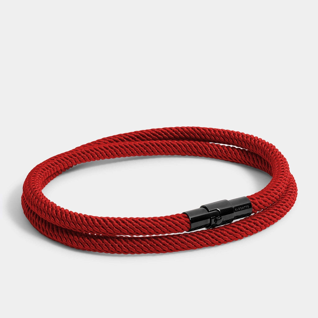 Oathcord Double-Loop Rope Bracelet – Black Clasp - Red