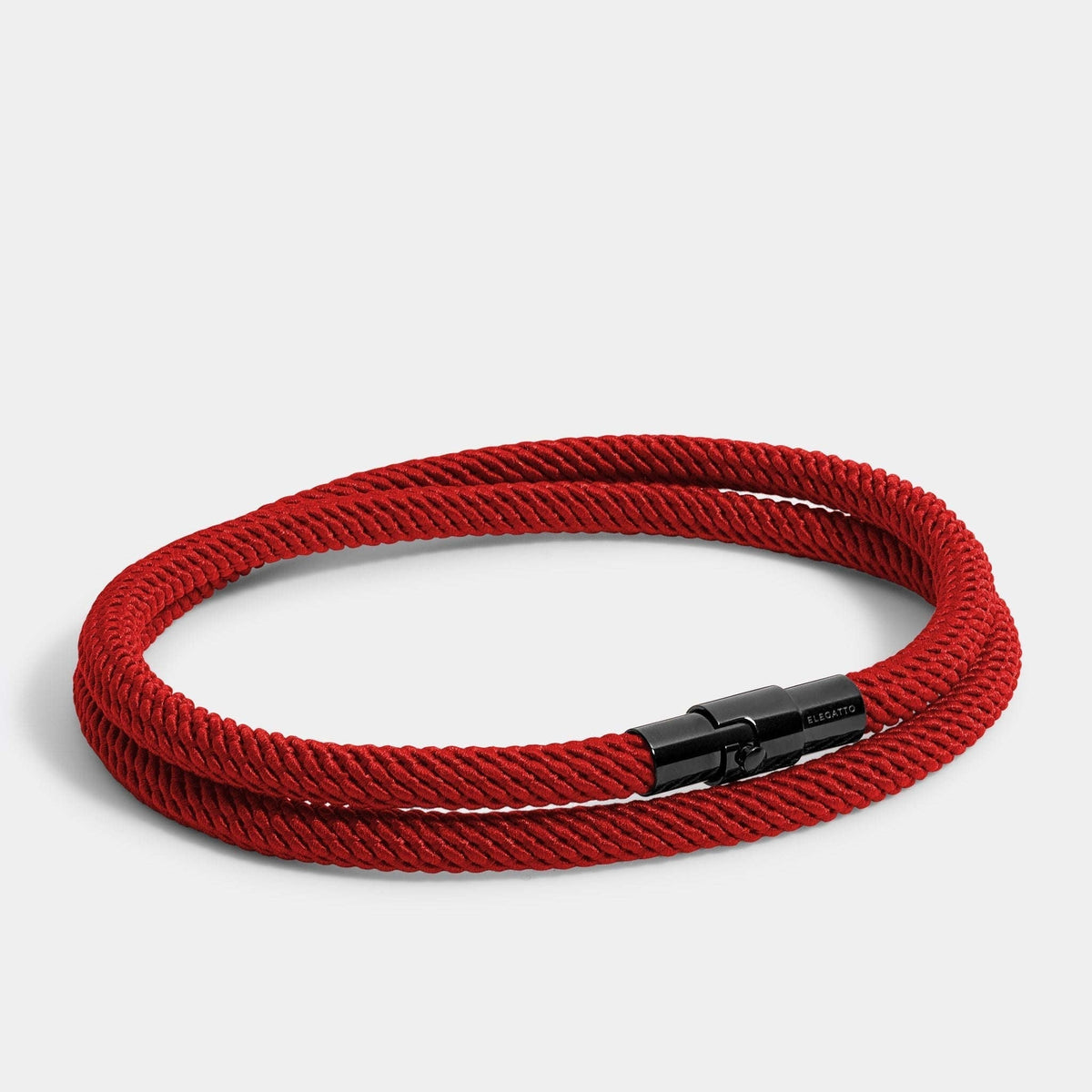Oathcord Double-Loop Rope Bracelet – Black Clasp - Red