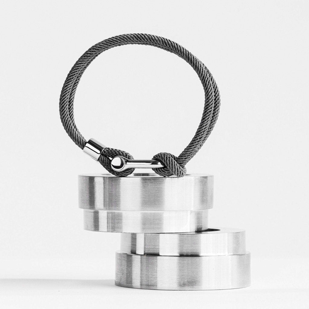 Oathcord Gray Marine Cord Bracelet – Silver Clasp