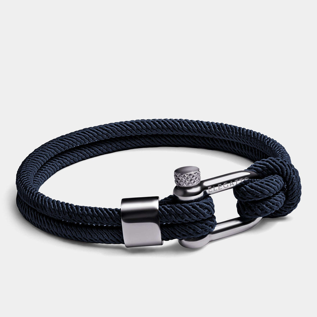 Oathcord Navy Marine Cord Bracelet – Silver Clasp