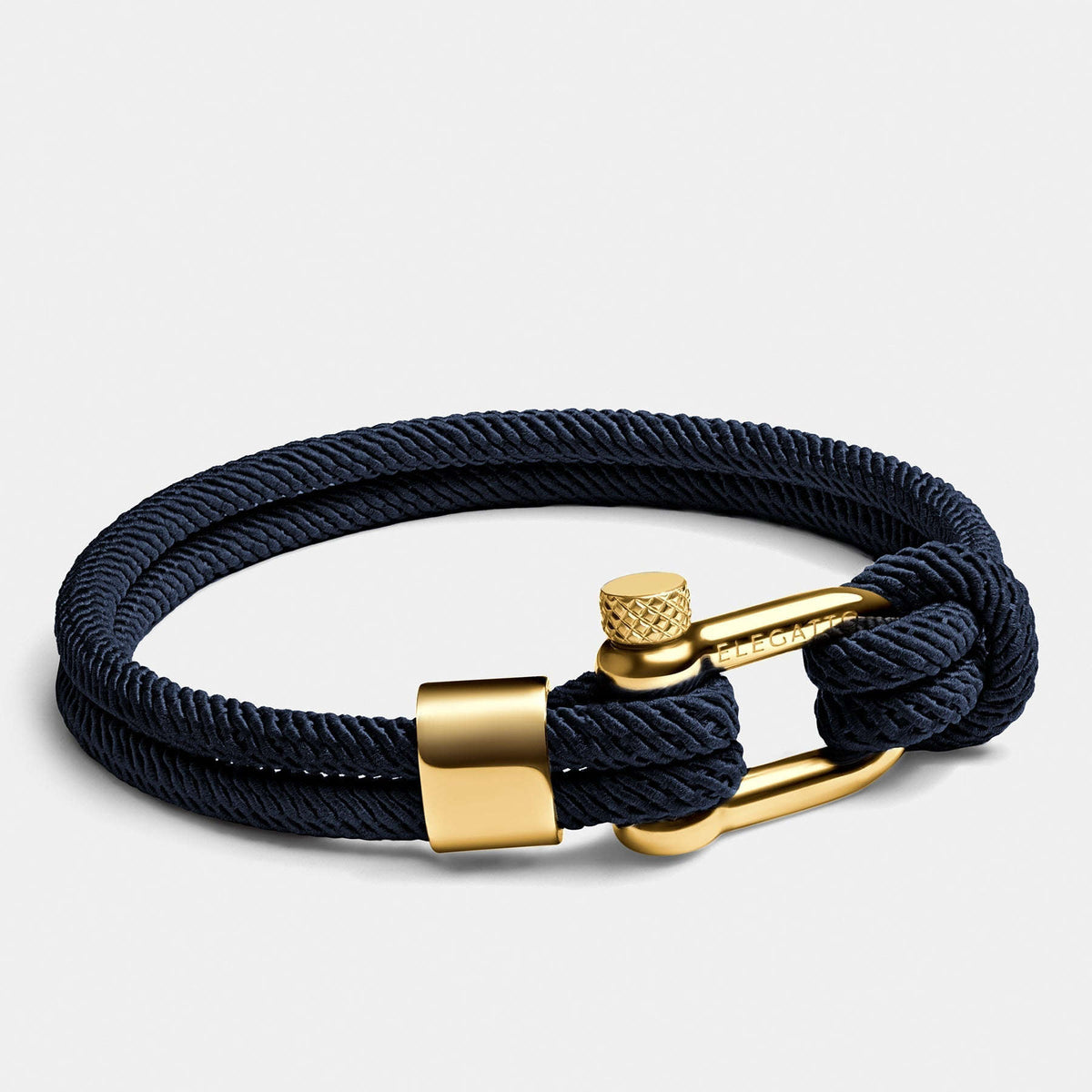 Oathcord Navy Nautical Cord Bracelet – Gold Clasp