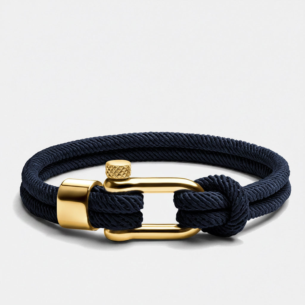Oathcord Navy Nautical Cord Bracelet – Gold Clasp