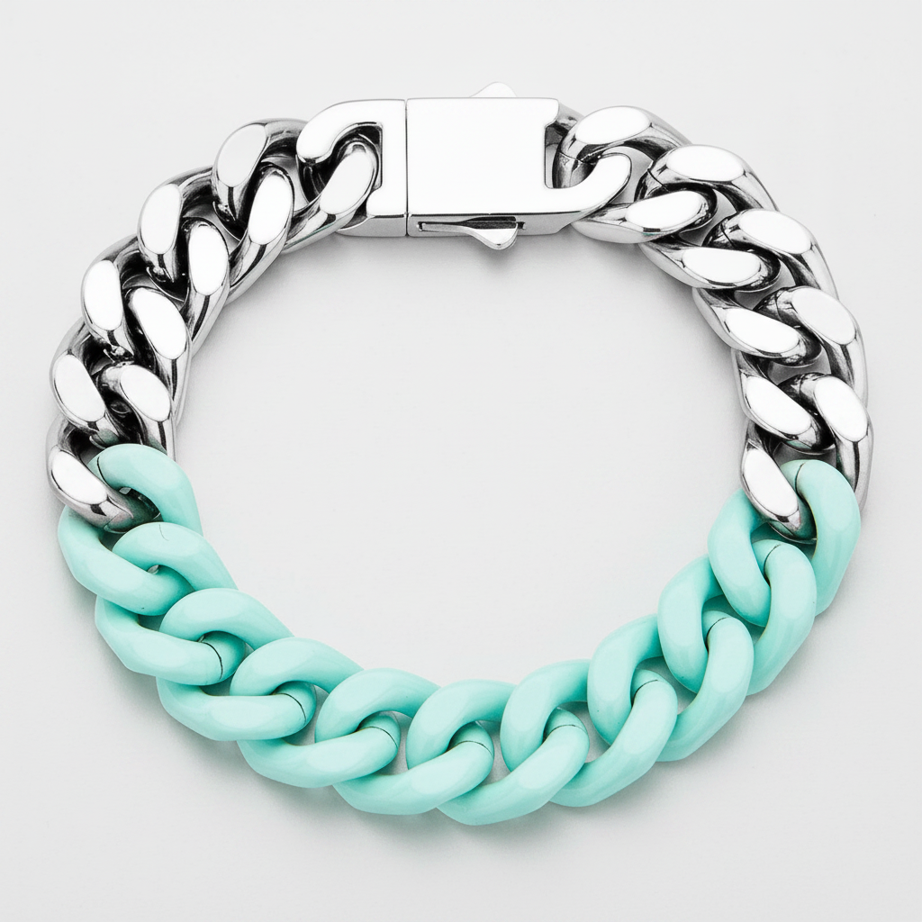 Oathcord Colorful Titanium Cuban Link Bracelet - Green