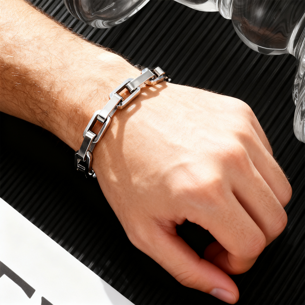 Oathcord Square-Link Titanium Steel Chain Bracelet