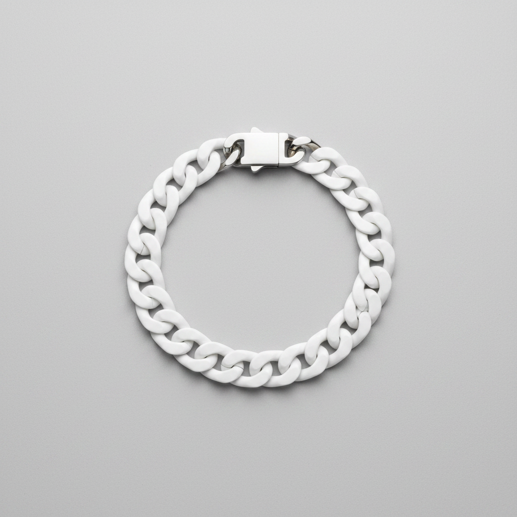 Oathcord Chunky Ceramic Cuban Link Bracelet – Multi-Color - White
